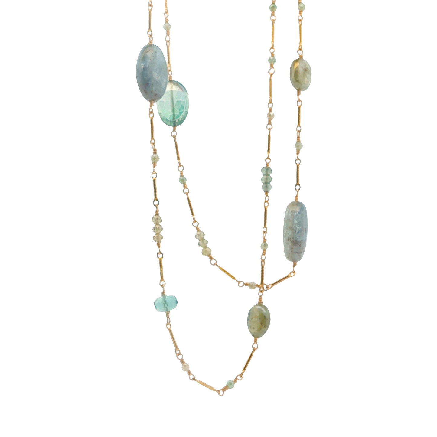 Dana Kellin Collection Long Green Onyx & Kyanite Necklace