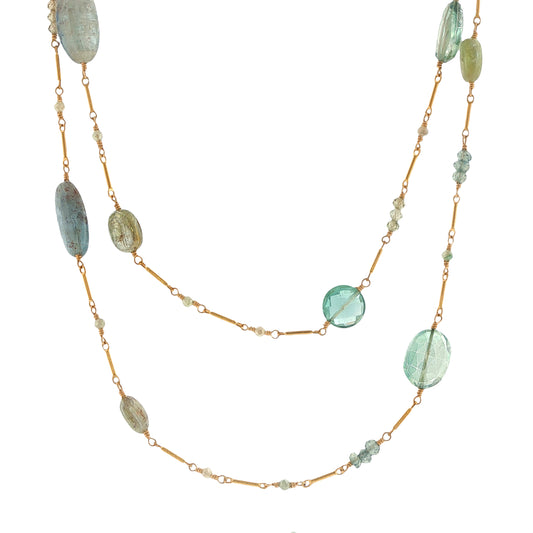 Dana Kellin Collection Long Green Onyx & Kyanite Necklace