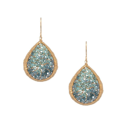Dana Kellin Collection Woven Teal Crystal Earrings