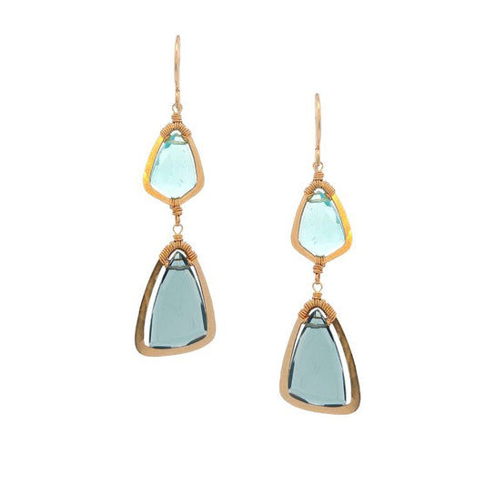 Dana Kellin Collection Aqua & London Blue Quartz Earrings