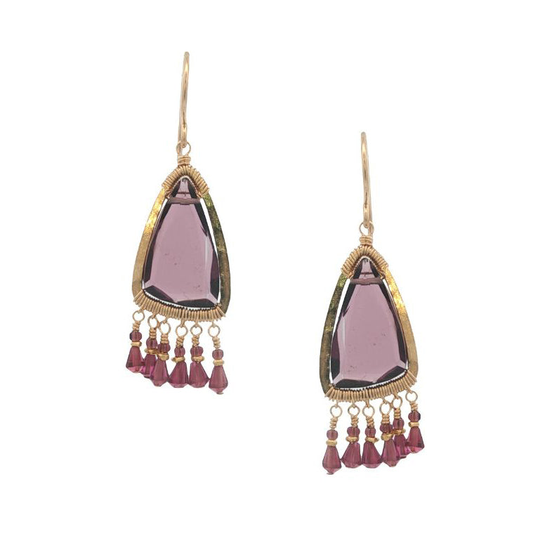 Dana Kellin Collection Garnet & Amethyst Quartz Earrings