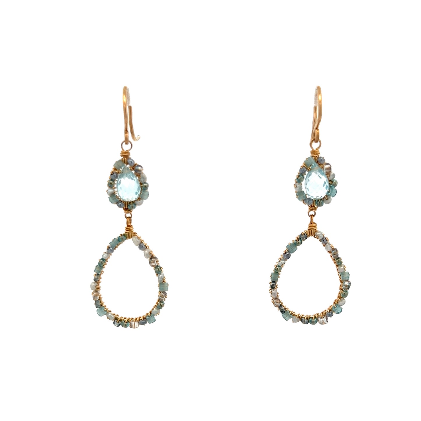 Dana Kellin Collection Pearl & Blue Crystal Drop Earrings