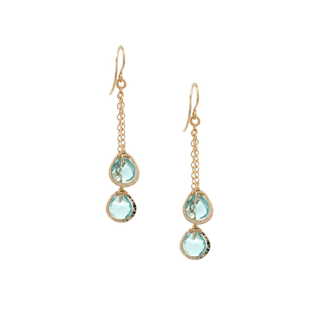 Dana Kellin Collection Teal Quartz Chain Earrings