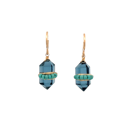 Dana Kellin Collection London Blue Topaz & Turquoise Earrings