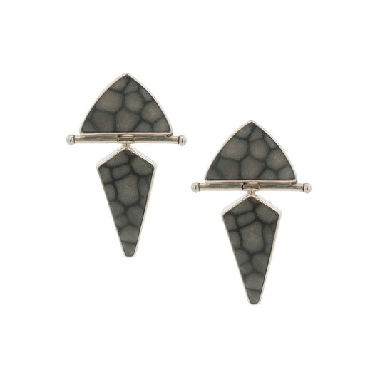 Sterling Silver Natural Gray Jasper Earrings