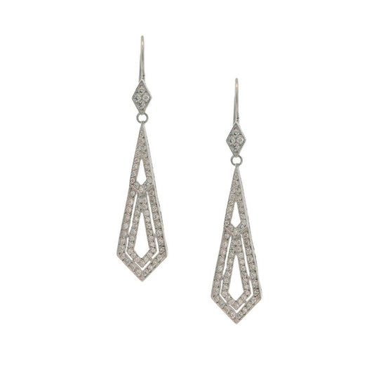 Estate Collection Platinum Art Deco Diamond Earrings