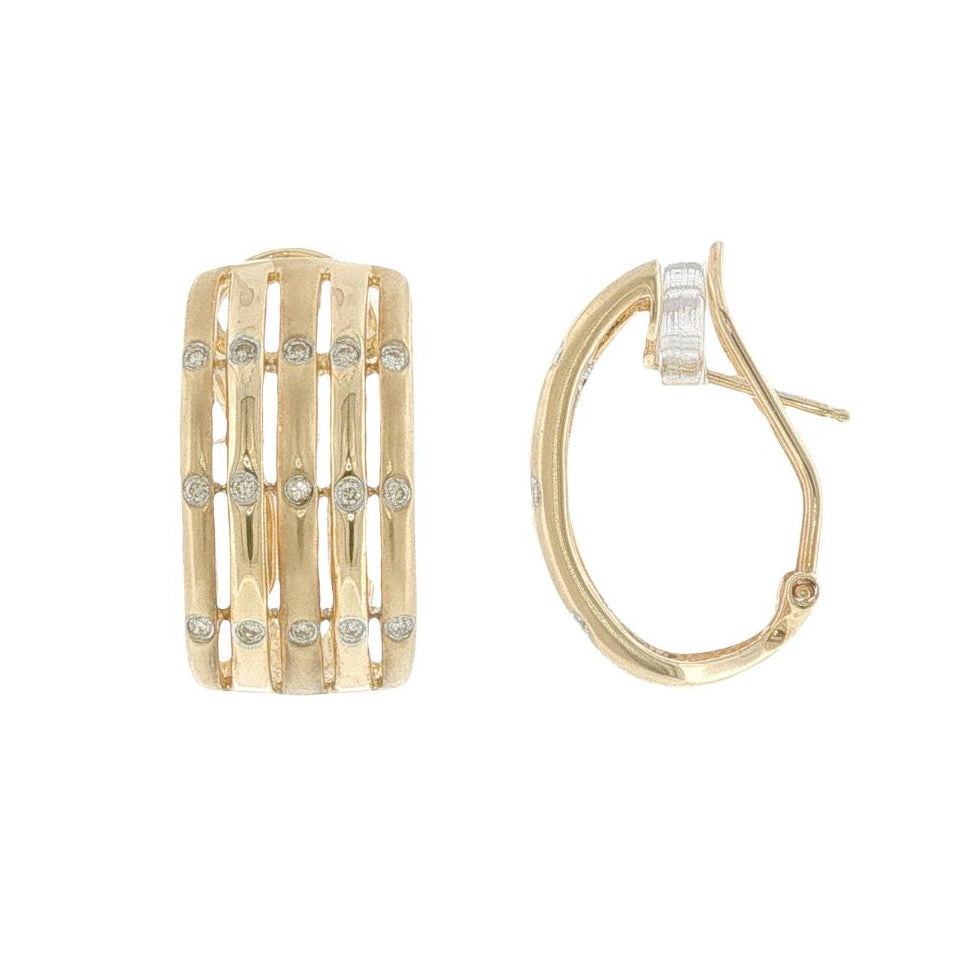 14K Yellow Gold 0.45ctw Diamond Huggie Omega Back Earrings