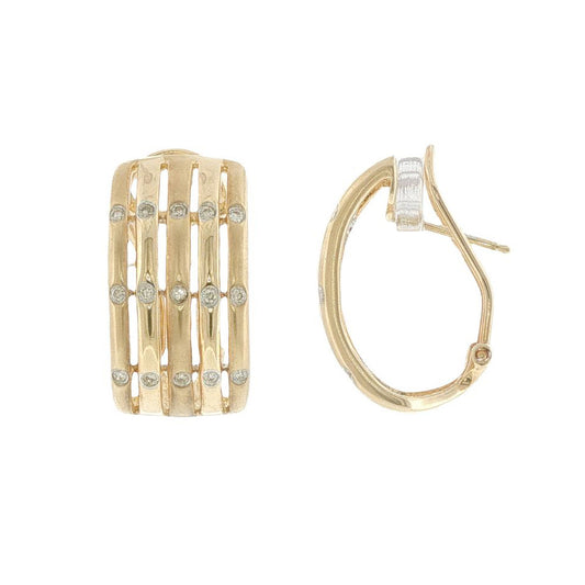 14K Yellow Gold 0.45ctw Diamond Huggie Omega Back Earrings