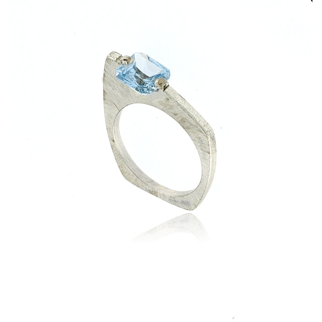 Mysterium Collection Asymmetrical Synthetic Icy Blue Spinel Ring