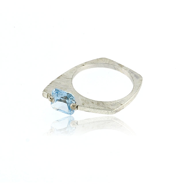 Mysterium Collection Asymmetrical Synthetic Icy Blue Spinel Ring