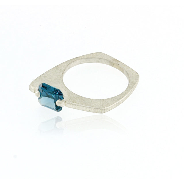 Mysterium Collection Asymmetrical Synthetic Light Blue Spinel Ring