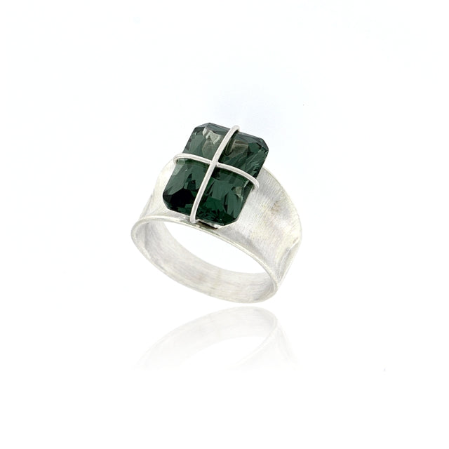 Mysterium Collection Sterling Green Synthetic Spinel Ring