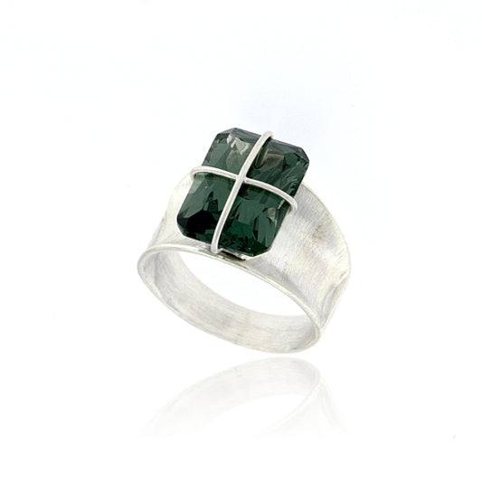 Mysterium Collection Sterling Green Synthetic Spinel Ring