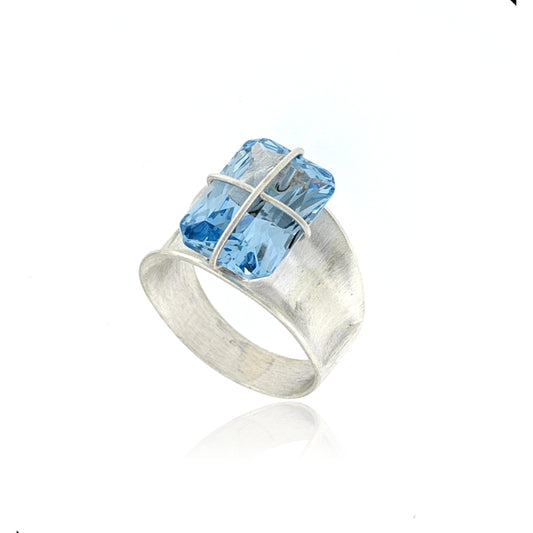 Mysterium Collection Sterling Aqua Synthetic Spinel Ring