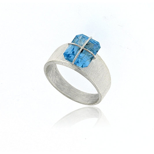 Mysterium Collection Sterling Swiss Blue Synthetic Spinel Ring
