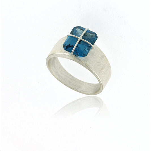 Mysterium Collection Sterling Blue Green Synthetic Spinel Ring