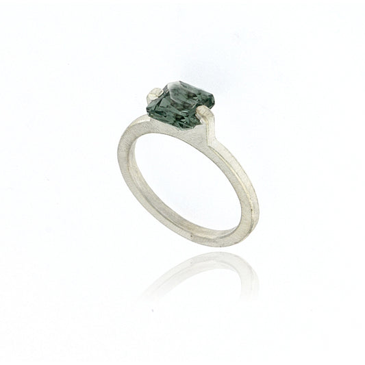 Mysterium Collection Tension Set Synthetic Green Spinel Ring