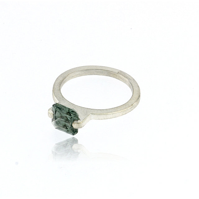 Mysterium Collection Tension Set Synthetic Green Spinel Ring