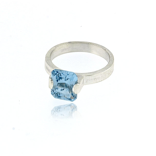 Mysterium Collection Sterling Synthetic Aqua Blue Spinel Ring