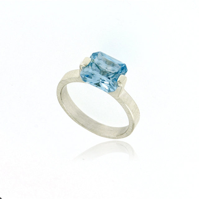 Mysterium Collection Sterling Aqua CZ Ring