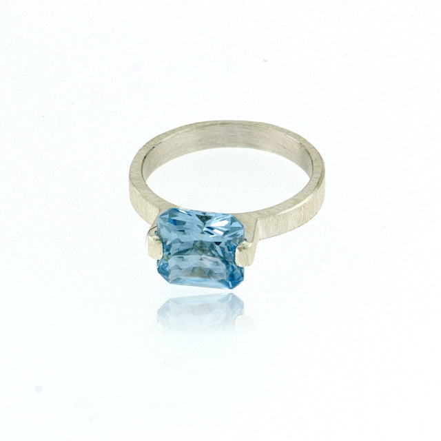 Mysterium Collection Sterling Aqua CZ Ring