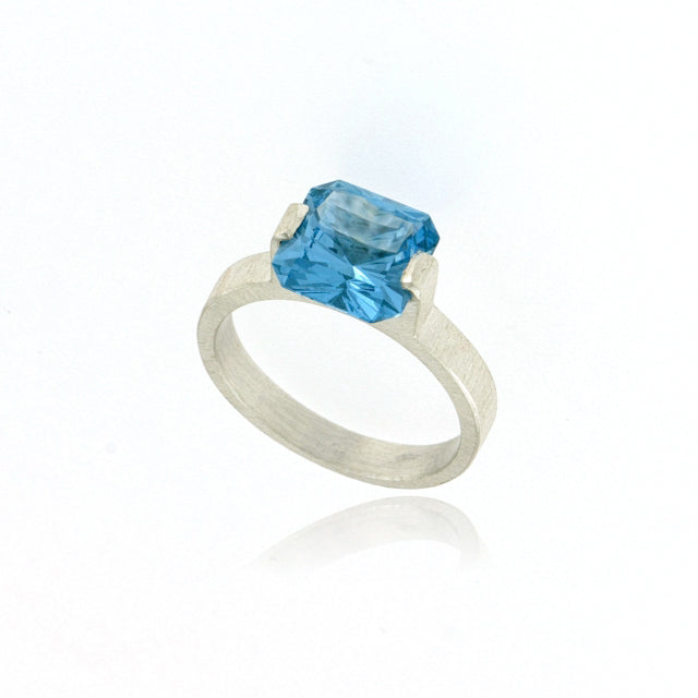 Mysterium Collection Sterling Synthetic Aqua Spinel Ring