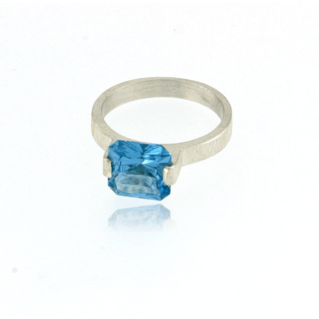 Mysterium Collection Sterling Synthetic Aqua Spinel Ring