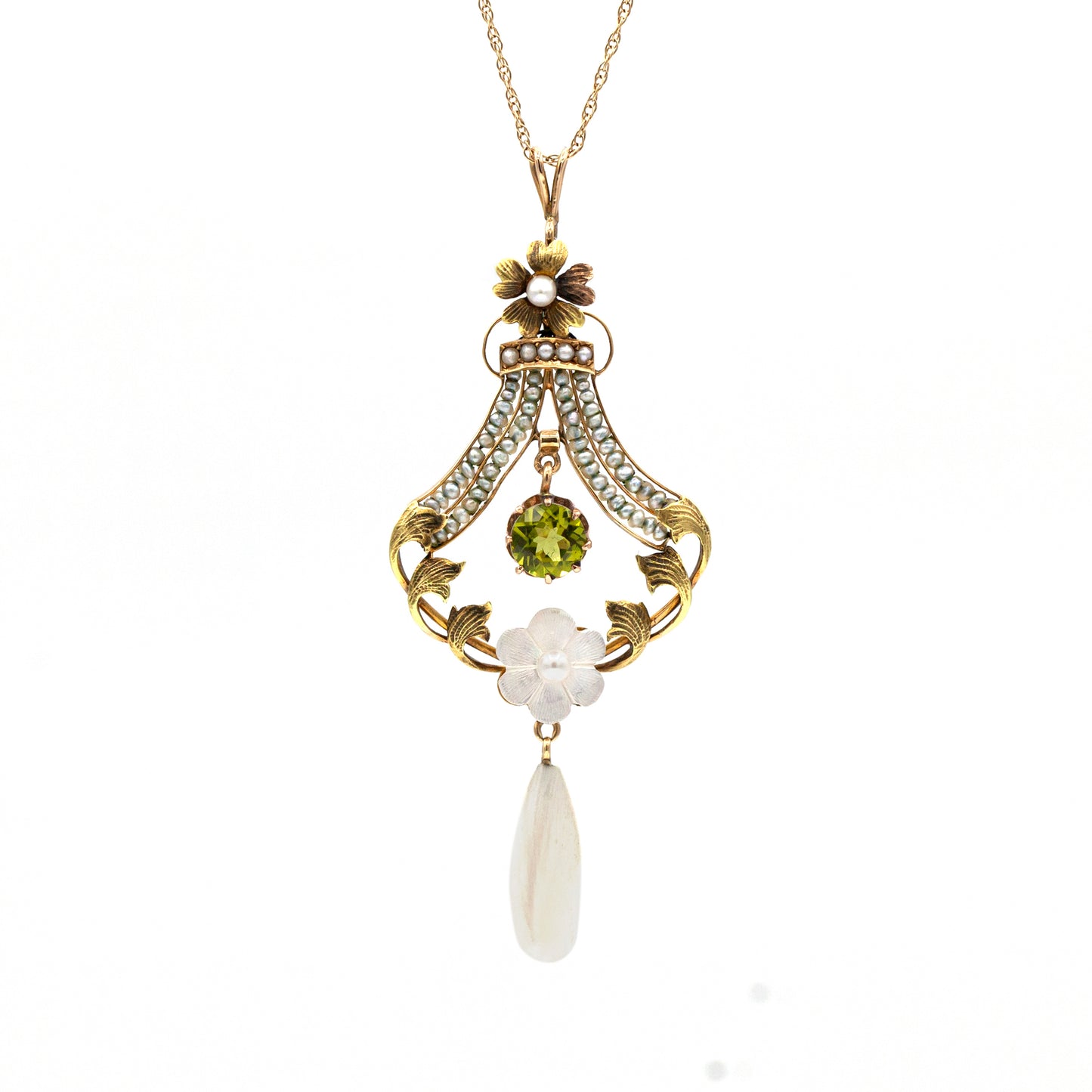 Estate Collection Antique Art Nouveau Peridot & Pearl Pendant
