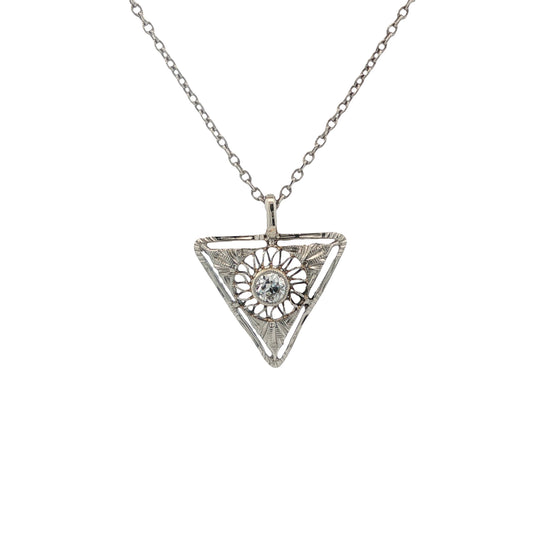 Estate Collection 14K Diamond Art Deco Pendant