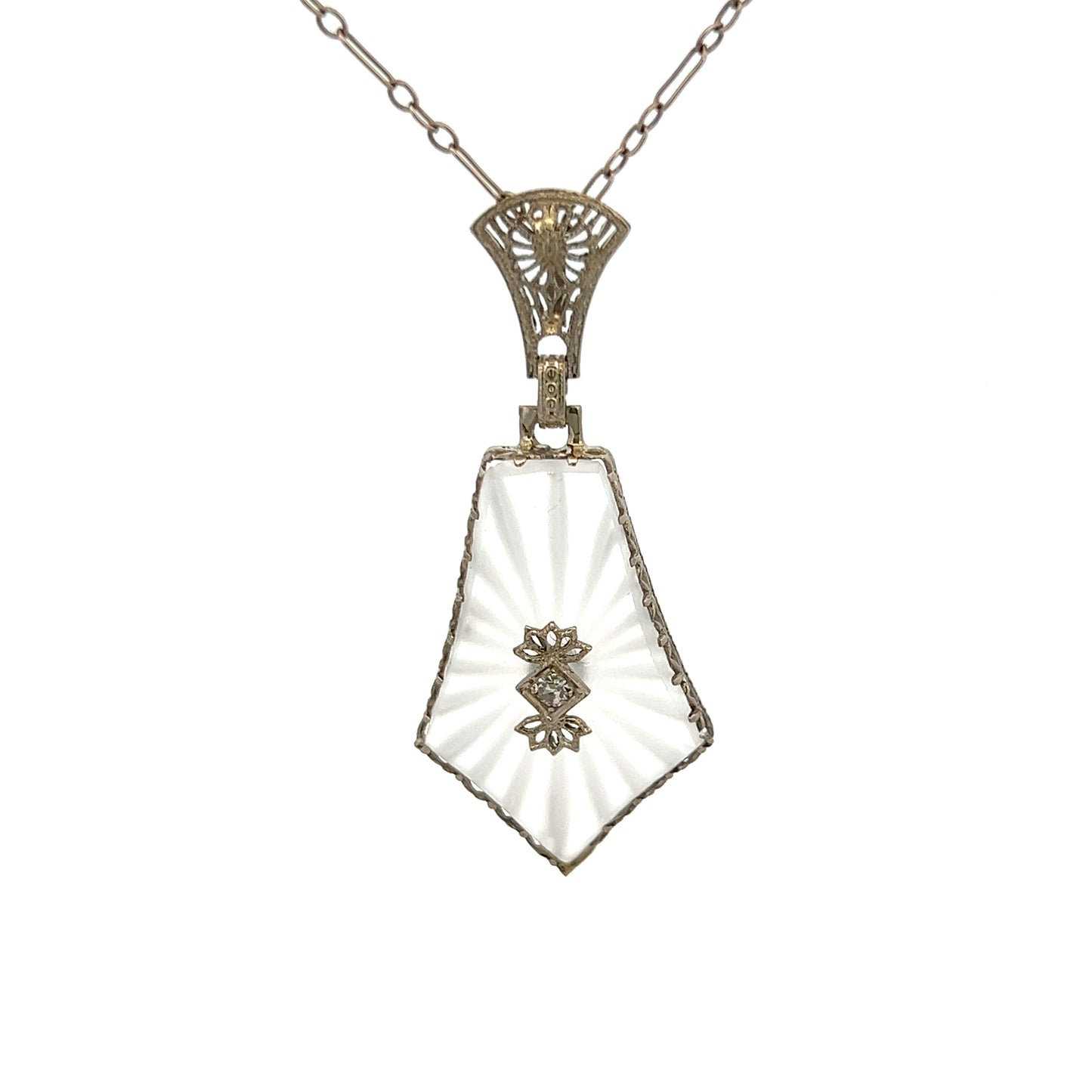 Estate Collection Art Deco Camphor Glass Diamond Pendant