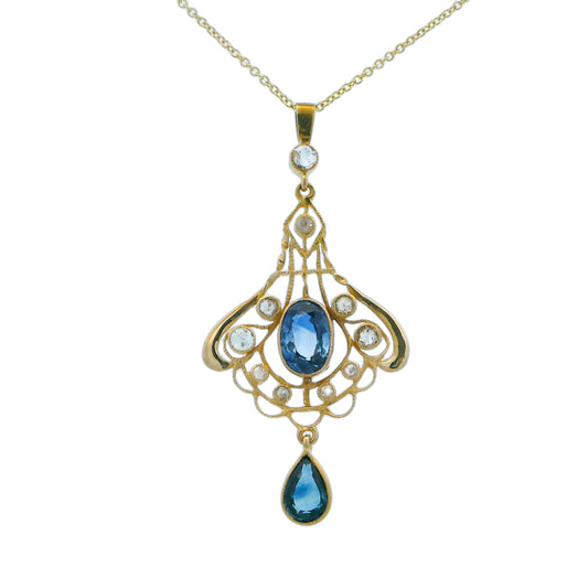 Estate Collection Art Nouveau Diamond & Sapphire Pendant