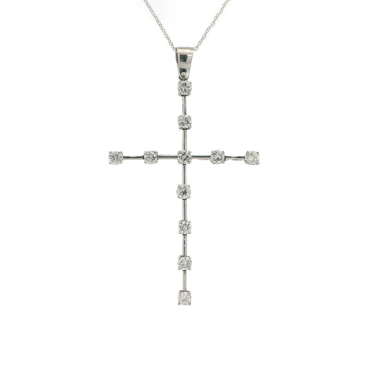 Estate Collection 14K Gold Diamond Bar Cross Necklace