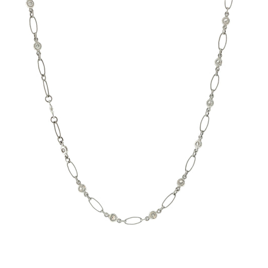 Estate Collection 18K White Gold Diamond Stations Necklace