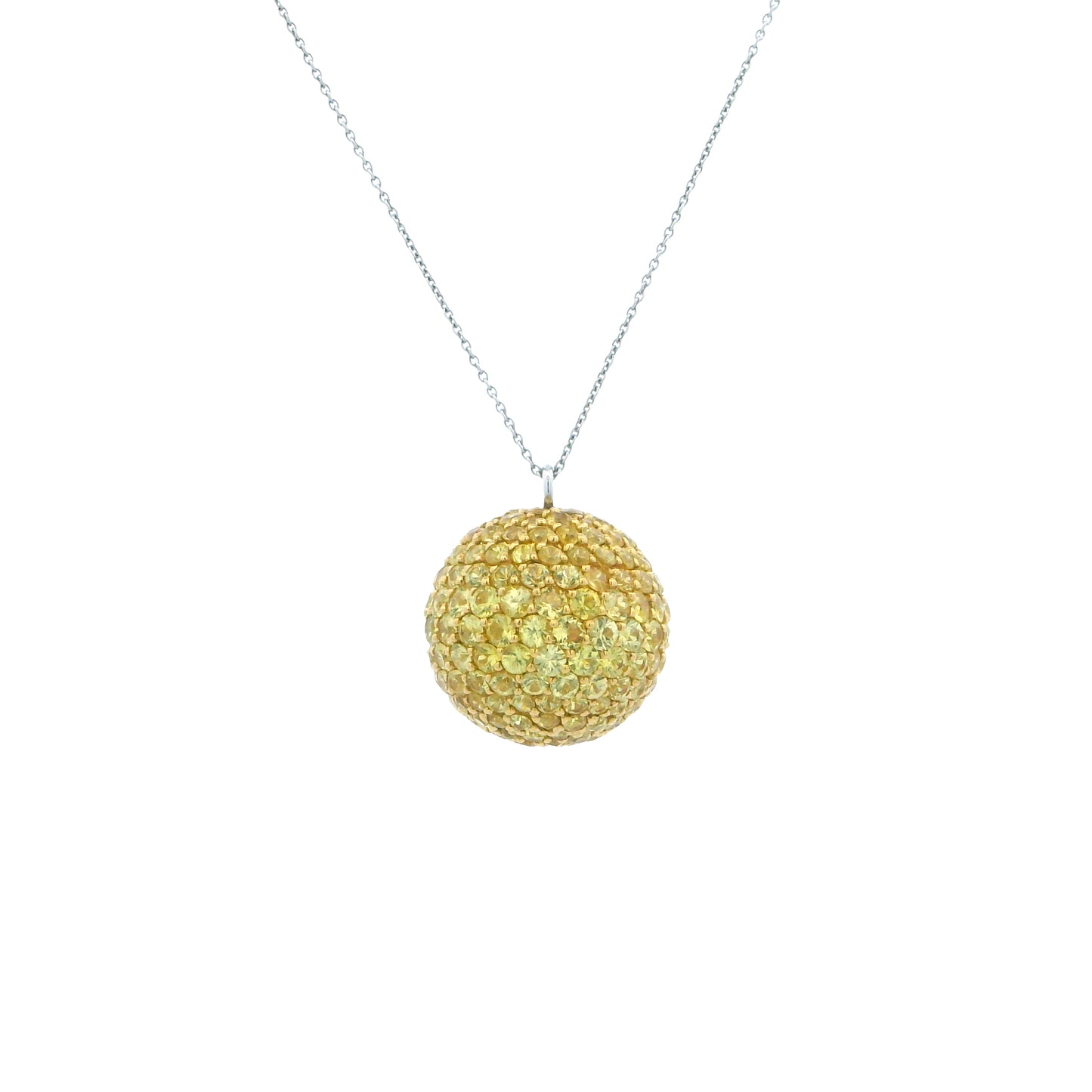Vintage 18K 6CT Yellow Sapphire Pave Disco Ball Necklace