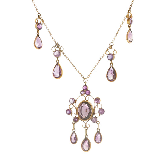 Estate Collection Art Nouveau Amethyst Lavalier Necklace