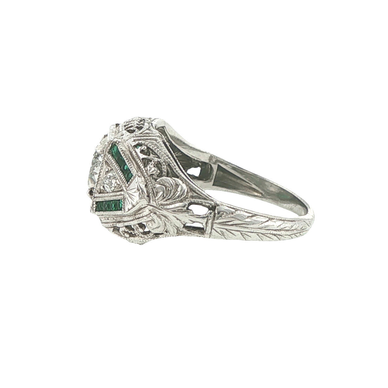 Estate Collection Art Deco Diamond & Emerald Ring