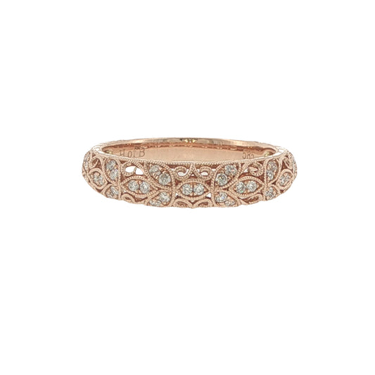 14K Rose Gold Diamond Filagree Ring