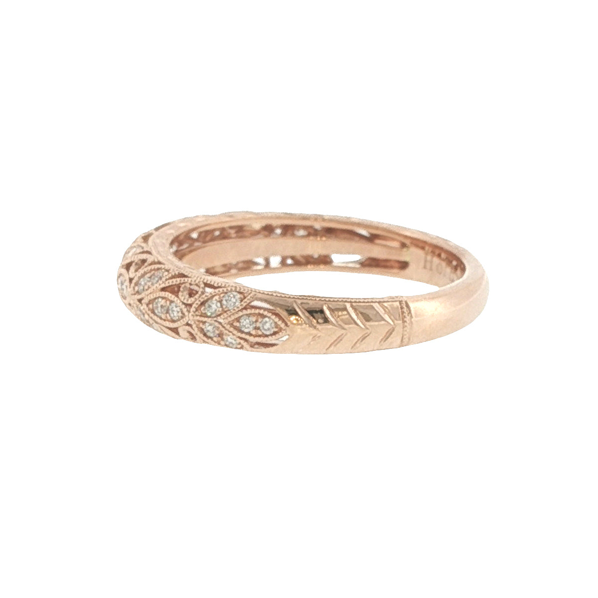 14K Rose Gold Diamond Filagree Ring
