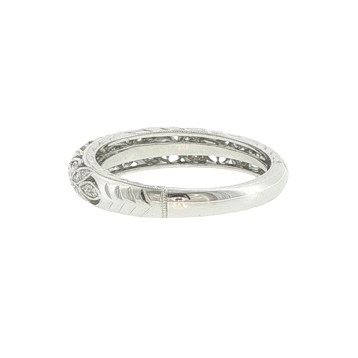 14K White Gold Diamond Filagree Ring