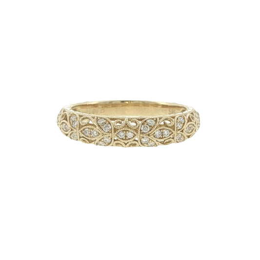 14K Yellow Gold Diamond Filagree Ring
