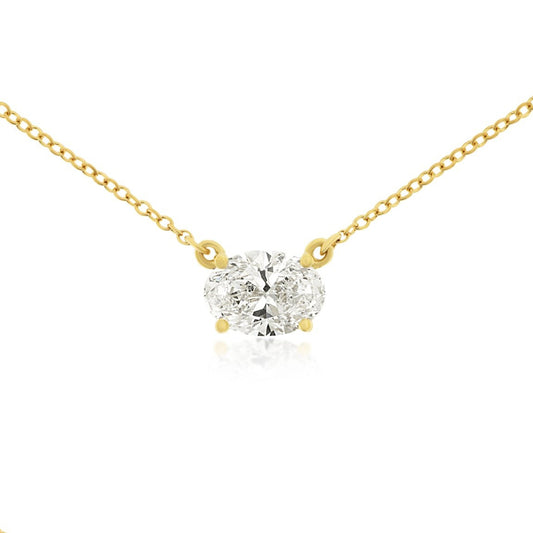 14k 1.09ct Lab-Created Oval Diamond Solitaire Pendant