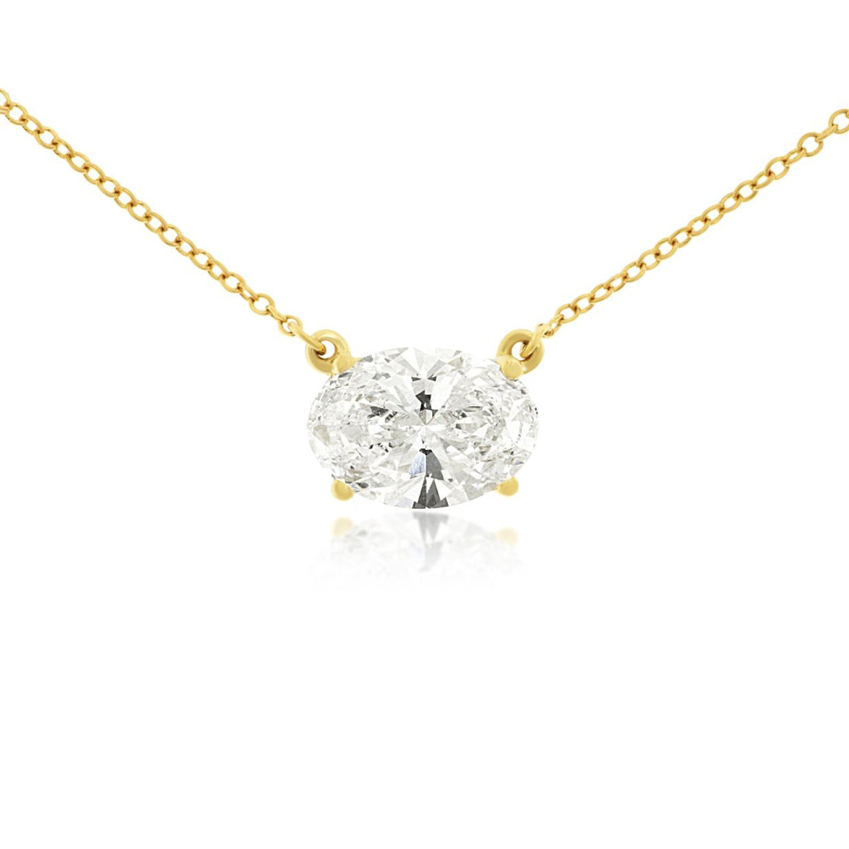 14k 2.04ct Lab-Created Oval Diamond Solitaire Pendant