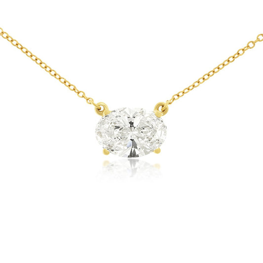 14k 2.04ct Lab-Created Oval Diamond Solitaire Pendant