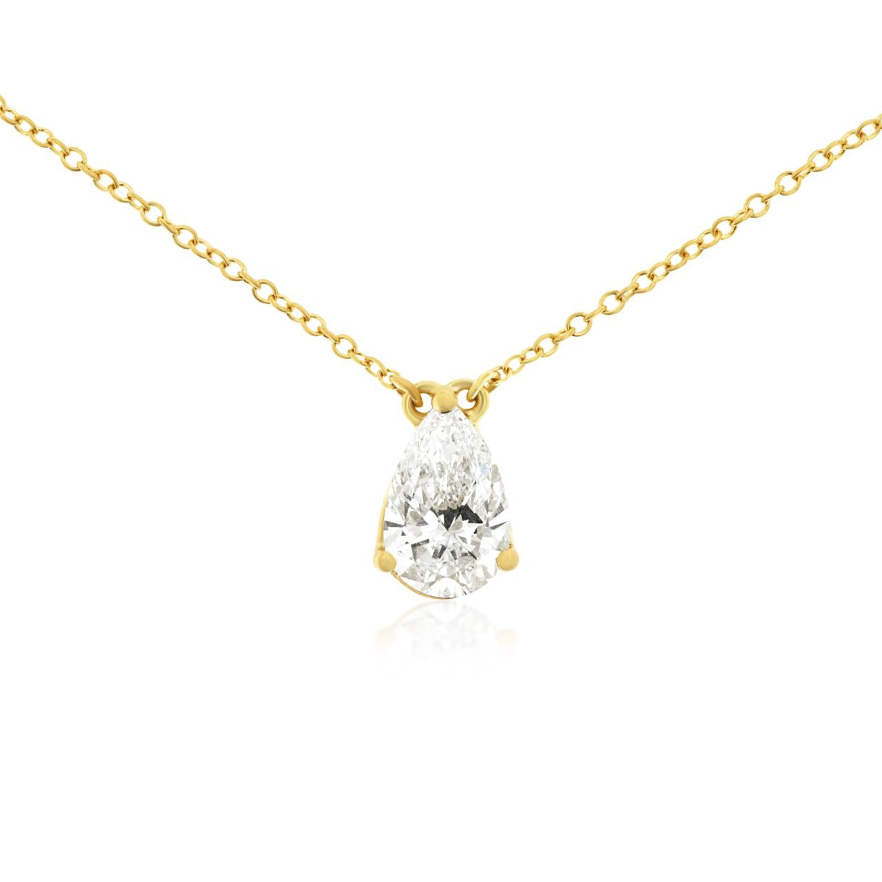 14k 1.03ct Lab-Created Pear Cut Diamond Solitaire Pendant