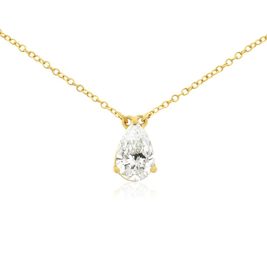 14k 1.03ct Lab-Created Pear Cut Diamond Solitaire Pendant