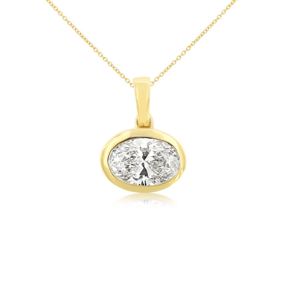 14k 1.12ct Lab-Created Oval Diamond Solitaire Pendant