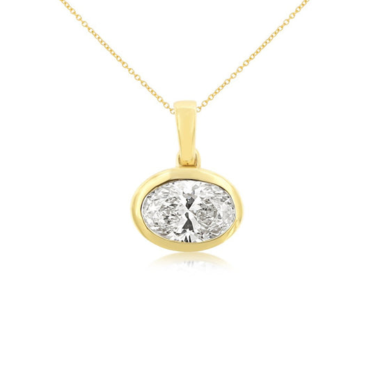 14k 1.12ct Lab-Created Oval Diamond Solitaire Pendant