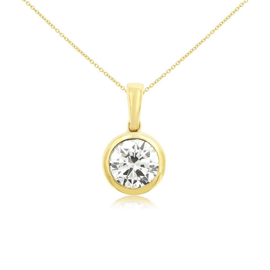 14k 1.0ct Lab-Created Round Brilliant Diamond Solitaire Pendant