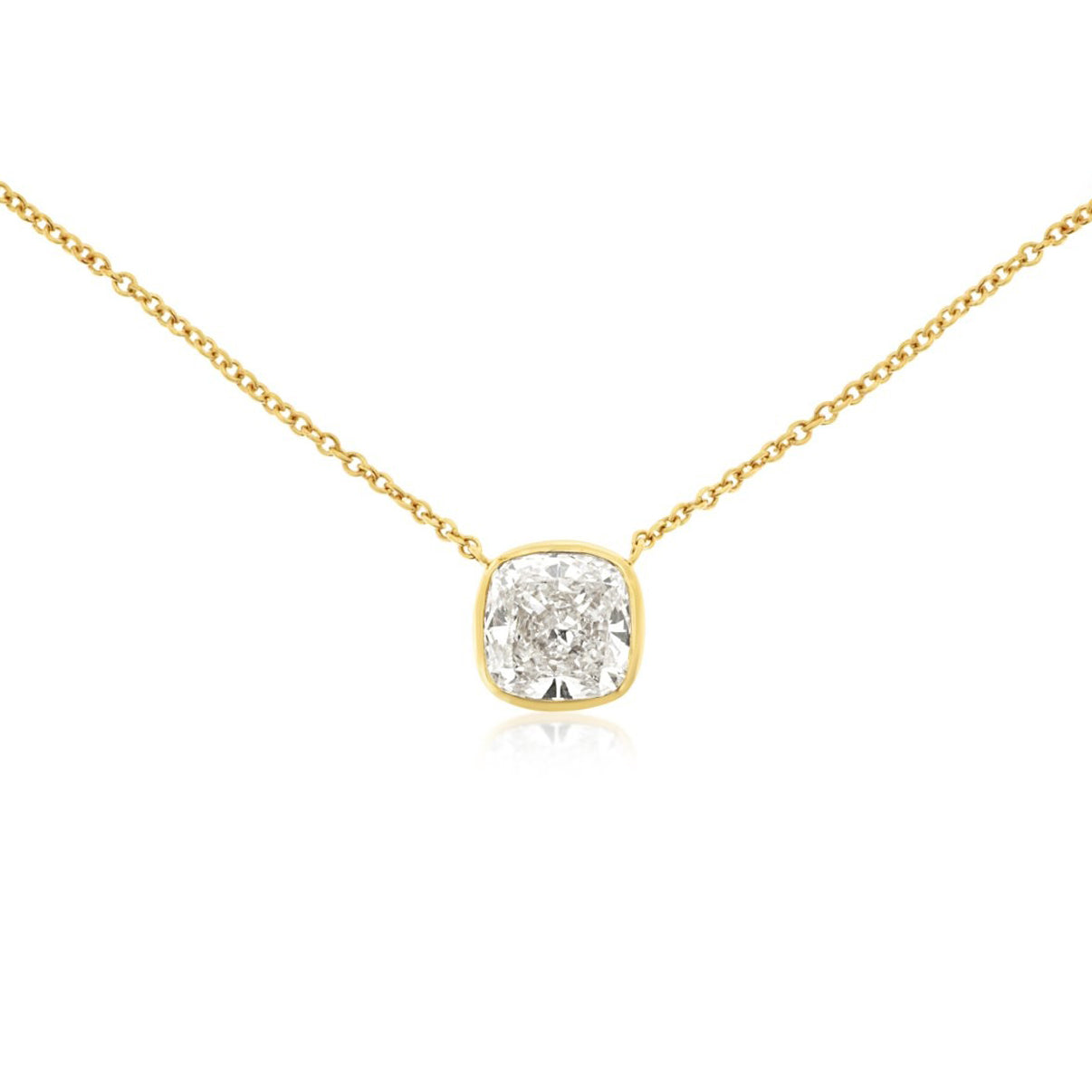 14k 1.0ct Lab-Created Cushion-Cut Diamond Solitaire Pendant