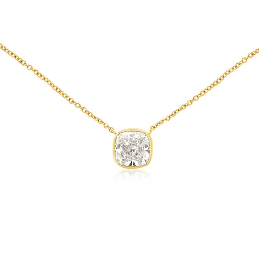 14k 1.0ct Lab-Created Cushion-Cut Diamond Solitaire Pendant